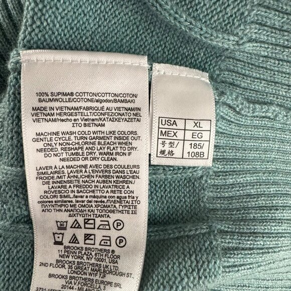 Brooks Brothers Supima Cotton Sweater Mens XL Cable Knit Blue Crewneck FS-1398 - Picture 7 of 7